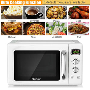 0.9 Cu.ft Retro Countertop Compact Microwave Oven-White view 9