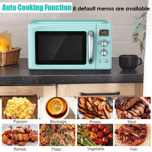 0.9 Cu.ft Retro Countertop Compact Microwave Oven-Green view 7