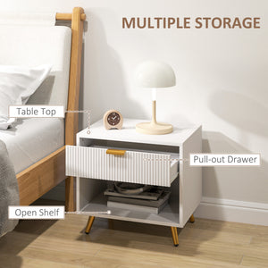 Nightstand with Fluted Panel, Bedside Table with Drawer and Open Compartment – view 11
