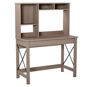 Computer Desk with Hutch, Home Office Table with Storage Shelves and Open Compartments for Writing, Work