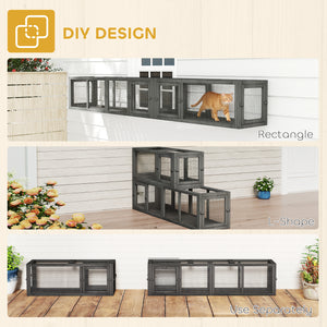 Cat Tunnel, Outdoor Cat Enclosure with Combinable Design, 8 Doors, 98" Kitty Toys for House, Window, Cage – view 4