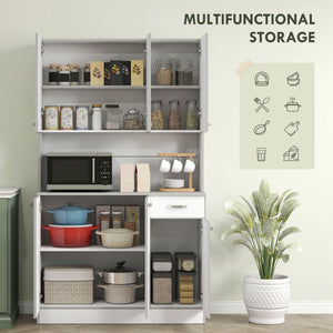 71" Modern Buffet with Hutch, Standing Kitchen Hutch with Storage Cabinets, Drawer – view 4