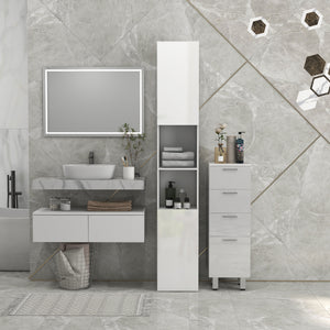 Tall Bathroom Cabinet, High Gloss Storage Cabinet with Doors and Adjustable Shelves, 11.8" x 11.8" x 71.5" – view 13