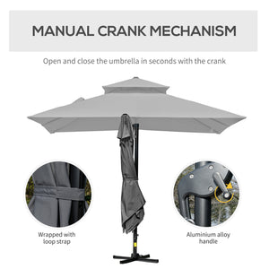 10' x 10' Cantilever Patio Umbrella, Double Top Square Offset Umbrella with 360° Rotation – view 13
