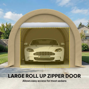 10' x 16' Heavy Duty Portable Carport Tent with Zippered Door, PE Cover for Car, Boat, Motorcycle, Bike – view 4