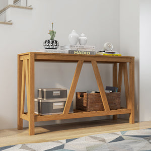 52" Console Table, Farmhouse Narrow Entryway Table with Storage Shelf – view 14