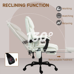 6-Point Vibration Massage Chair, Height Adjustable Reclining Computer Chair with Retractable Footrest, Black – view 18