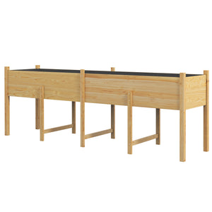 Wooden Raised Garden Bed Planter, Large Elevated Planter Box with Legs, Bed Liner and Drain Holes, Grey – view 8