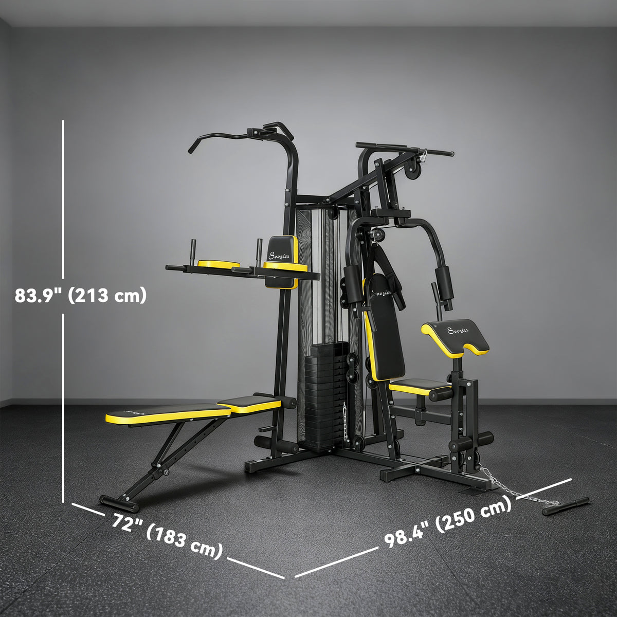 Soozier Multifunction Power Tower for Back, Chest, Arms & Leg Workouts All-in-One Home Gym with Weight Stack and Pulley System for Full Body Training