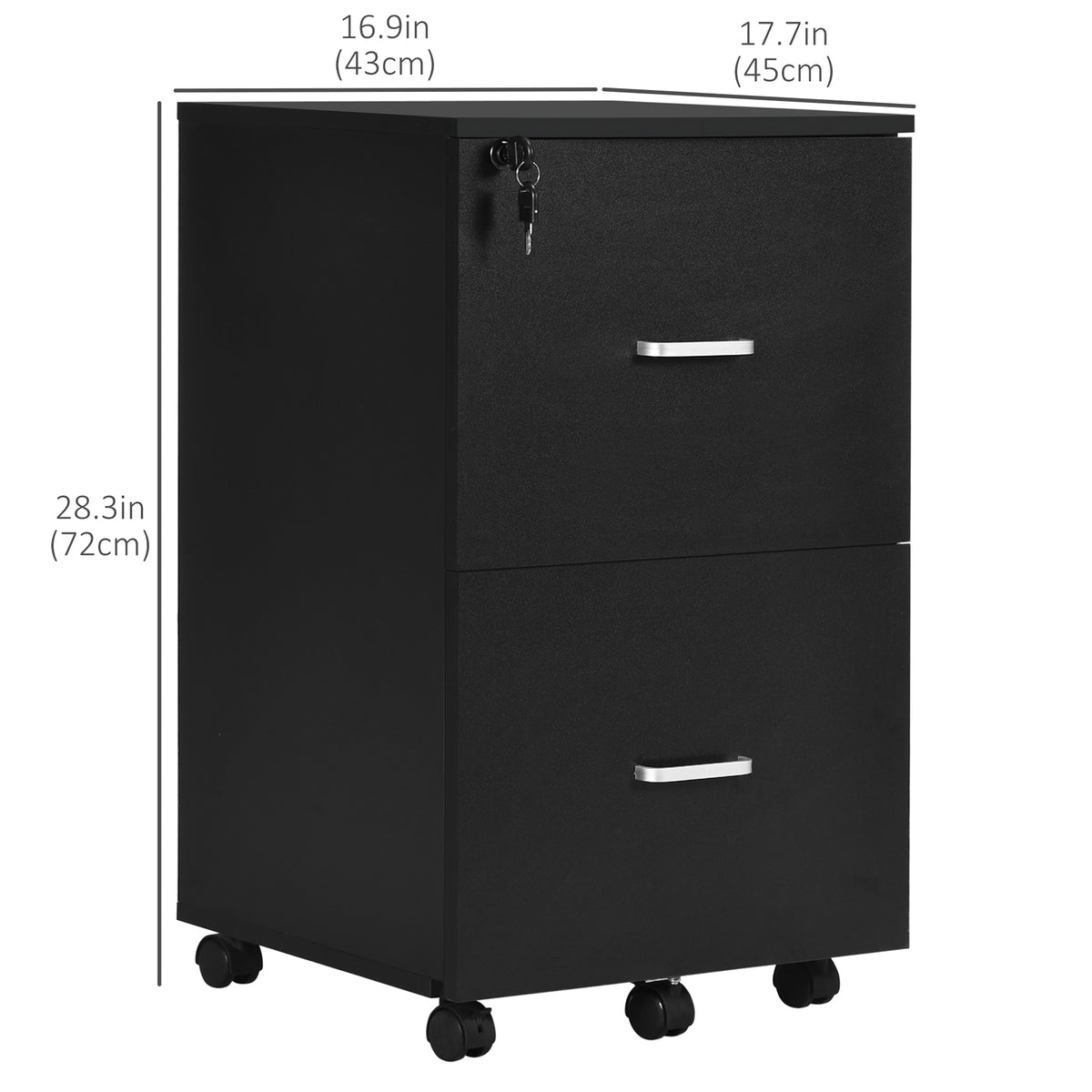 2 Drawer File Cabinet with Lock, Small Rolling Filing Cabinet for A4, Letter-Size Documents – view 2
