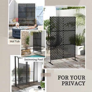 6.5FT Decorative Outdoor Divider, Metal Privacy Screen with Stand, Triangle Style, Black – view 5