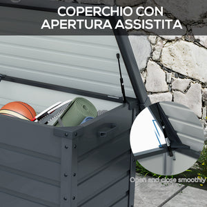 78 Gallon Garden Storage Box, Waterproof Outdoor Storage Container with Wheels and Handles, Dark Grey – view 5