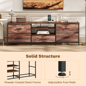 TV Stand for TVs up to 65 Inch, Industrial TV Console with Charging Station, 5 Drawers and Open Shelves – view 12