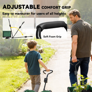 Steel Garden Cart, Utility Wagon Cart with Removable Liner, Quick-Release Sides, 10" Wheels, 660lbs Capacity