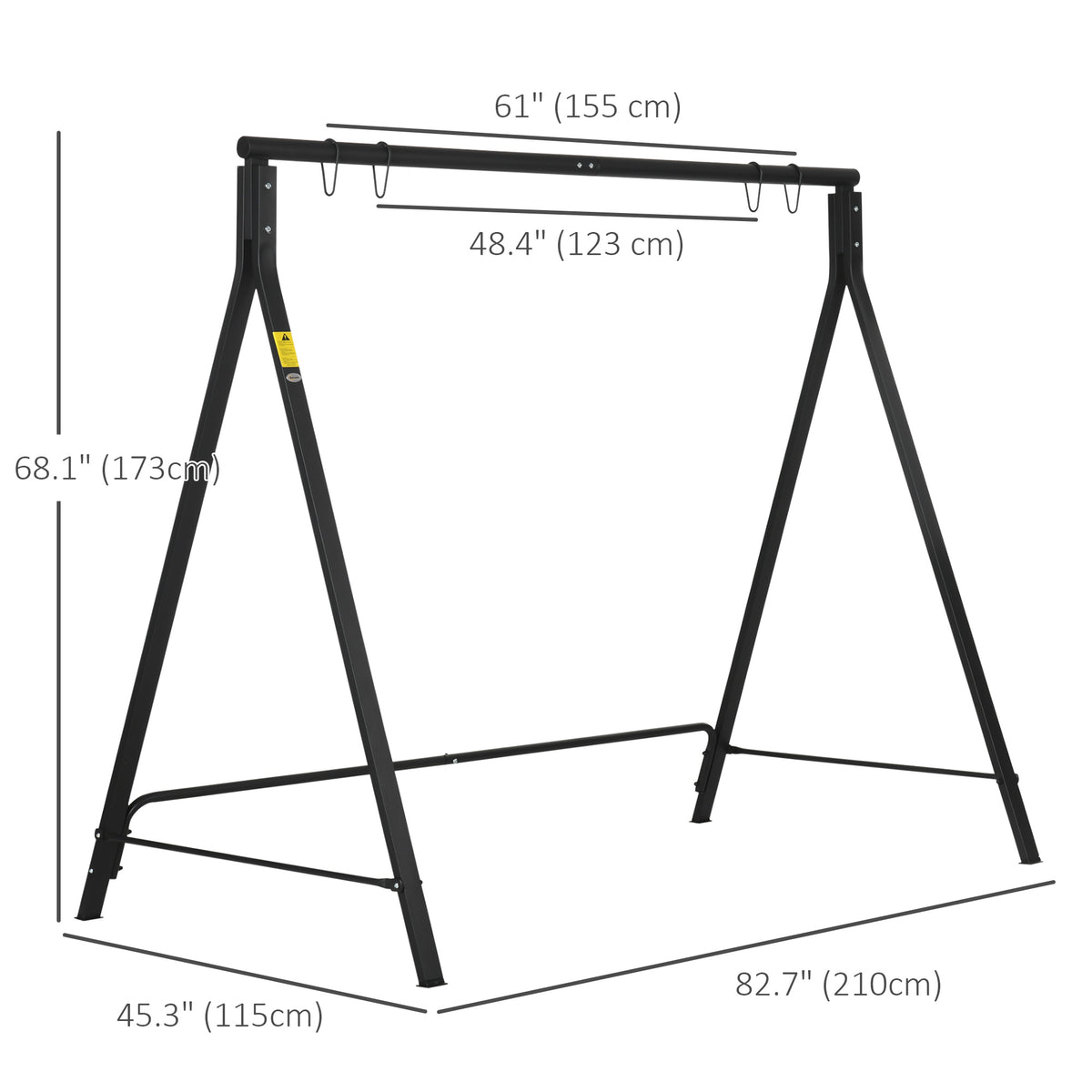 Metal Swing Stand Swing Frame, Hanging Chair Stand Only, 528 LBS Weight Capacity, for Backyard, Patio, Lawn, Black