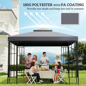 10' x 10' Square 2-Tier Gazebo Canopy Replacement Top Cover Outdoor Garden Sun Shade, Replacement Top Only, Dark Grey