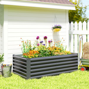 6' x 3' x 2' Raised Garden Bed, Galvanized Planter Box for Growing Flowers, Herbs and Vegetables, Brown – view 14