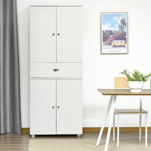 72" Kitchen Pantry Cabinet, Modern Kitchen Pantry Storage Cabinet with 4 Doors and 3 Adjustable Shelves, White
