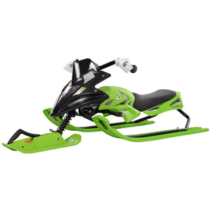 Kids Snow Racer Sleds with Padded Rubber Seat, Green