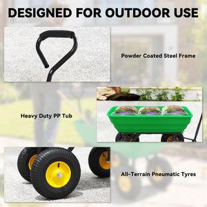Garden Dump Cart Heavy Duty 440lbs Wagon with Steel Frame and 10'' Pneumatic Tires, Green – view 5