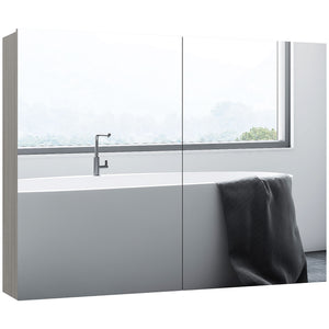 Bathroom Mirror Cabinet, Wall-Mounted Storage Organizer with Double Doors, Adjustable Shelf, White – view 8
