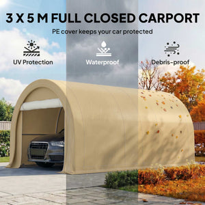 10' x 16' Heavy Duty Portable Carport Tent with Zippered Door, PE Cover for Car, Boat, Motorcycle, Bike – view 3