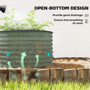 Set of 2 Raised Garden Bed, Metal Planter Box with Safety Edging, Easy-to-assemble Stock Tank, Dark Grey – view 25