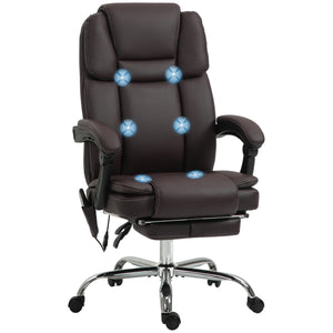 Massage Office Chair, Reclining Executive Office Chair with 6-Point Vibration, Footrest and High Back, Black – view 8