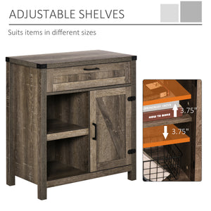 Rustic Barn Door Storage Cabinet Modern Farmhouse Buffet Sideboard for Kitchen & Dining Room Dark Oak – view 5