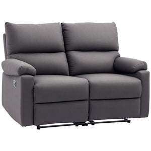 2 Seater Reclining Chair, Loveseat Recliner Sofa with Footrest and Split Backrest, Dark Grey
