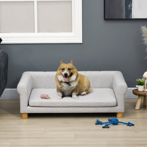 Modern Pet Sofa Cat or Medium Large Dog Bed W/ Removable Seat Cushion, Dark Grey – view 14