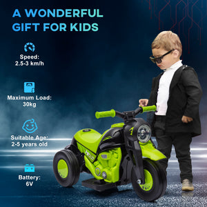 Qaba Electric Motorcycle for Kids, 6V Ride on Bubble Car with LED Headlight, Music, Pedal, for 2-5 Years