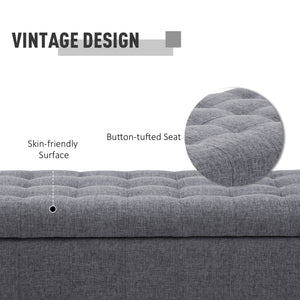 Storage Ottoman, Linen Fabric End of Bed Bench with Soft Close Lid – view 15