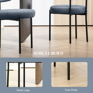 4 Pieces Kitchen Chairs, Modern Dining Chairs w/ Berber Fleece Upholstery and Steel Legs for Living Room, Grey