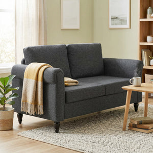 Vintage Loveseat, Upholstered Love Seat Furniture, Chenille-feel Fabric 2 Seater Sofa Couch with Rolled – view 7
