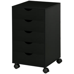 File Cabinet with 5 Drawer Wheels, 15.7" x 15.7" x 26.4", Black