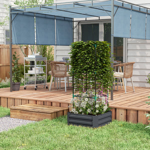 Galvanized Planter Box, Outdoor Raised Garden Bed with 3-Tier Trellis Tomato Cage for Climbing Vines – view 13