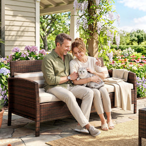3-Seater Wicker Sofa, PE Rattan Outdoor Couch Conversation Furniture with Removable Cushions for Patio – view 14