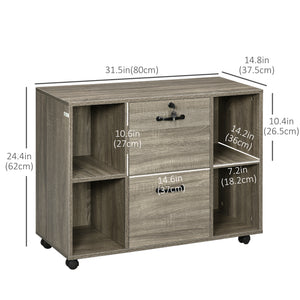 Lateral Filing Cabinet with Wheels and Lockable Drawer, File Cabinet – view 2