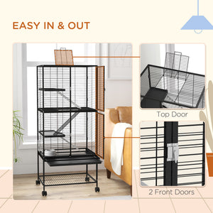 Rolling Small Animal Cage 34"H Chinchilla Cage for Ferrets, Squirrels w/ Removable Tray, Storage Shelf – view 13