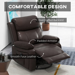 PU Leather Reclining Chair with Vibration Massage Recliner, Swivel Base, Rocking Function, Remote Control – view 6