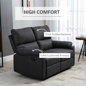 2 Seater Reclining Chair, Loveseat Recliner Sofa with Footrest and Split Backrest, Dark Grey