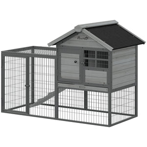 Rabbit Hutch Outdoor, 48"L Large Wooden Bunny Cage with Run, Bite-Resistant Metal Frame – view 2