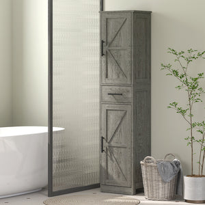 67" Tall Bathroom Cabinet, Narrow Bathroom Storage Cabinet with Drawer, Barn Doors and Adjustable Shelves – view 14