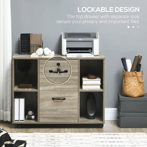 Lateral Filing Cabinet with Wheels and Lockable Drawer, File Cabinet – view 6