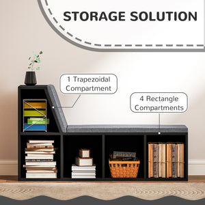 Multi-Purpose Bookshelf with 5 Cubes, 5-Cubby Bookcase with Cushioned Reading Nook and Storage Shelves, Blue – view 18