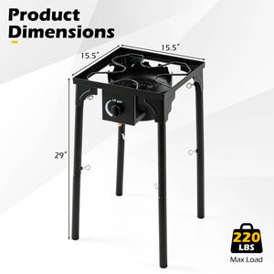 1 Burner Propane Stove 80000 BTU with Adjustable Regulator and Hose for Camping BBQ-Black view 4