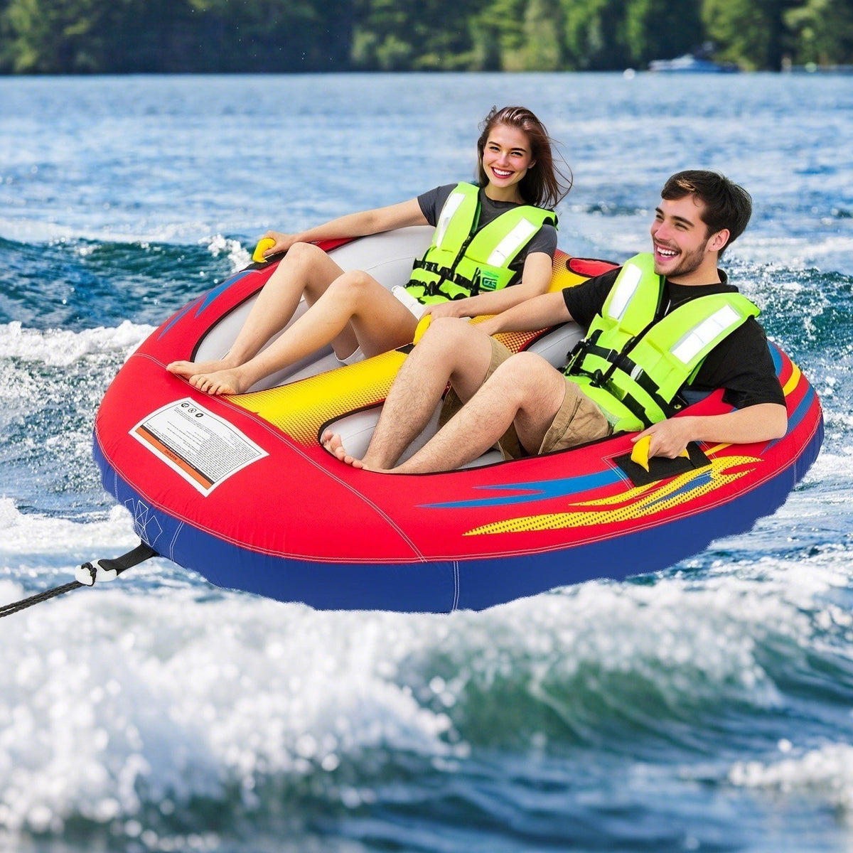 1 or 2 Person Inflatable Towable Tube for Boating with Drainage view 2