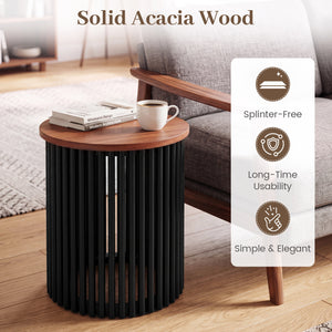 1 Piece Elegant Wooden Round Coffee Table for Living Room and Home Office-Walnut view 7