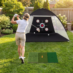 10.3 x 6.5 Feet Golf Practice Net with Foldable Tri-Turf Mat view 2